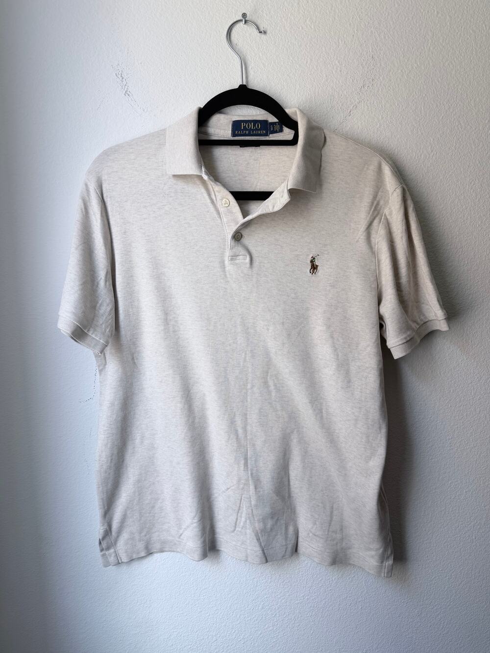 Polo Ralph Lauren Classic Fit Polo Shirt Mens Small Cream Beige